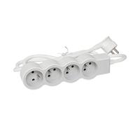 LEGRAND - Regleta de enchufes extraplanos con 4 Tomas de Corriente con Tierra, con Cable de 1,5 m, Color Blanco y Gris Claro