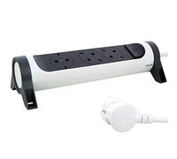 LEGRAND Regleta de enchufes, Inter, 3 Tomas, Cable 3m, Blanco/Gris 694535 | Regleta de enchufes, con interruptor, Enchufe múltiple con 3 tomas, cable de 3 mts, blanco/gris oscuro 694535