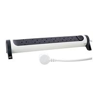 LEGRAND Regleta de enchufes, Inter, 6 Tomas, Cable 3m, Blanco/Gris 694539 | Regleta de enchufes, con interruptor, Enchufe múltiple con 6 tomas, cable de 3 mts, blanco/gris oscuro 694539