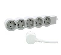 LEGRAND Regleta de enchufes, sin Inter, 5 Tomas, Cable 5m, Blanco/gr 694571 | Regleta de enchufes, sin interruptor, Enchufe múltiple con 5 tomas, cable de 5 mts, blanco/gris claro 694571