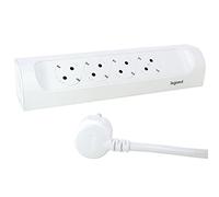 LEGRAND Regleta Enchufe ángulo, sin Inter, 4 Tomas, Cable 1m, Blanco 694501 | Regleta de enchufes en ángulo, sin interruptor, Enchufe múltiple con 4 tomas de corriente, cable de 1 mt., blanco 694501