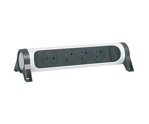 LEGRAND - Regleta giratoria con Interruptor de indicador LED, 4 Tomas de Superficie con Tierra, sin Cable, sin Enchufe, Color Blanco y Gris Oscuro