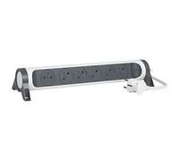LEGRAND - Regleta giratoria con Interruptor de indicador LED, 6 Tomas de Superficie con Tierra, Cable de 1,5 m, Color Blanco y Gris Oscuro