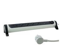 LEGRAND - Regleta giratoria con Interruptor de indicador LED y protección contra Rayos - 5 Tomas de Superficie con Tierra + Toma USB-C + Conector USB-A - Cable de 1,5 m - Blanco y Gris Oscuro