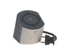 LEGRAND - Regleta multitoma y estación de Carga - 2 Tomas de Superficie con Tierra + 1 Cargador de inducción Qi+ 1 Conector USB-C + 1 Conector USB-A - con Cable de 2 m - Color Gris Oscuro