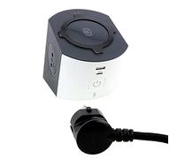 LEGRAND - Regleta multitoma y estación de Carga - 2 Tomas de Superficie con Tierra + 1 Cargador de inducción Qi+ 1 Conector USB-C + 1 Conector USB-A - con Cable de 2 m - Blanco y Gris Oscuro