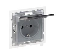 LEGRAND, SEANO 765224 - Enchufe con protección de contacto elevado y tapa abatible IP44, 16 A, 250 V, color aluminio lacado, 765224