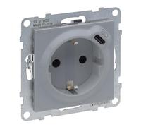 LEGRAND, SEANO 765226 - Toma de corriente 2 en 1, USB tipo C, con mayor protección táctil, bornes enchufables, 16 A, color aluminio lacado