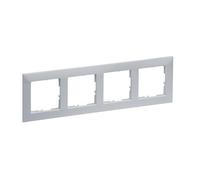 Legrand, Seano 765274 - Marco de 4 vías, termoplástico, sin halógenos, dimensiones: 87 x 301 mm, color: aluminio lacado, 765274
