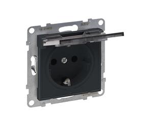 LEGRAND, SEANO 765423 - Enchufe Pared con Protección de Contacto y Tapa Abatible IP21, 16 A, 250 V, Color Antracita Lacado