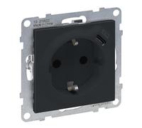 LEGRAND, SEANO 765426 - Toma de corriente 2 en 1, USB tipo C, con mayor protección táctil, terminales enchufables, 16 A, color antracita lacado