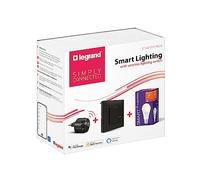 LEGRAND Starter Pack Valena Next con Netatmo: 1 Gateway enchufable + 1 Comandos Inalámbricos de iluminación + 1 Bombilla Inteligente E27 Clásico/Negro, 199211