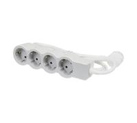 Legrand Toma de corriente estándar 4x2P+A con cable de 3 m - Blanco/Gris (Enchufe Europeo) - 694561 [10 Piezas]