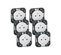 LEGRAND - Toma eléctrica de pared 16 A con tierra dooxie superficie, toma 2P + T rasante con fondo retráctil, fabricado en Francia, color blanco - juego de 6