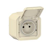 LEGRAND - Toma impermeable IP55 con tierra Plexo, toma 2P+T 16A completa con persiana, para colocación en aparente, fabricado en Francia - Arena
