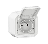 LEGRAND - Toma impermeable IP55 con tierra Plexo, toma 2P+T 16A completa con persiana, para colocación en aparente, fabricado en Francia, color blanco