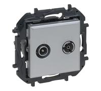 LEGRAND Toma TV-R/SAT Final componible empotrada, Niloé Step, Alum, 398319B | Toma TV-R/SAT Final componible para instalación empotrada, Gama Niloé Step, Color Aluminio, 398319B