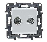 LEGRAND Toma TV-R/SAT Final componible para instalación empotrada, Gama Niloé Step, Color Aluminio, 398319