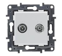 LEGRAND Toma TV-R/SAT Intermedias componible para instalación empotrada, Gama Niloé Step, Color Aluminio, 398316
