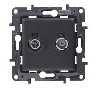 LEGRAND Toma TV-R/SAT Intermedias componible para instalación empotrada, Gama Niloé Step, Color Antracita, 398317