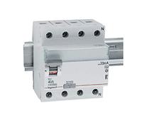 LEGRAND, TX3 - Interruptor diferencial tipo A de 4 polos, 40 A, 30 mA, 400 VAC, sin demora, indicador de posición, según VDE 0664-10, EN 61008-1, 411765