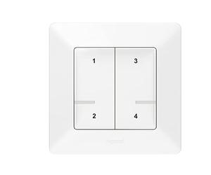LEGRAND, Valena Life with Netatmo 752168 - Interruptor de escena con 4 botones, mando a distancia, control local o mediante aplicación o asistente de voz (Alexa, Siri, ..), indicador de batería LED,