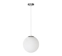 LEGZIT Lámpara Colgante de Globo Moderno,lámpara de Techo Colgante con Pantalla de Cristal Blanco,lámpara Colgante de Bola de Cristal de 1 luz,lámpara Colgante cromada para Cocina,Isla,Dormitorio,c