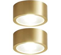 LEGZIT Paquete de 2,3 W,5 W,7 W,9 W,latón Cepillado,luz de Techo montada en Superficie,Globo Ocular,8 cm,10 cm,retroadaptación,focos LED empotrados (Dorado/Negro,3000 K,Blanco cálido)