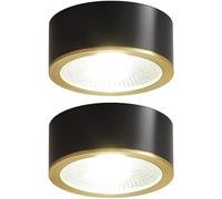 LEGZIT Paquete de 2,3 W,5 W,7 W,9 W,latón Cepillado,luz de Techo montada en Superficie,Globo Ocular,8 cm,10 cm,retroadaptación,focos LED empotrados (Dorado/Negro,3000 K,Blanco cálido)