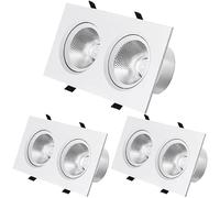 LEGZIT Paquete de 3 Luces empotradas de cardán LED de 2 Cabezales,Luces empotradas Blancas rectangulares de actualización 10W,20W,30W,40W Montaje Empotrado de luz de Techo (3000K-6000K-3 Temperatur