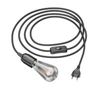 LEHA cable textil 3 m con enchufe e interruptor negro incl. lámpara LED 240 lm