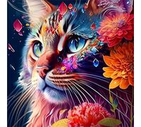 Lehaha Diamond Painting Kit Completo Or Adults,Pintura Diamante Por NiñOs,5d Diamond Art Kits Kids,Conjunto De Punto De Cruz,Dibujos Con Diamantes Para Regalos,gato(30x30cm)