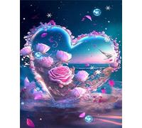 Lehaha Diamond Painting Kit Completo Or Adults,Pintura Diamante Por NiñOs,5d Diamond Art Kits Kids,Conjunto De Punto De Cruz,Dibujos Con Diamantes Para Regalos,amor rosa(30x40cm)