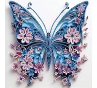 Lehaha Diamond Painting Kit Completo Or Adults,Pintura Diamante Por NiñOs,5d Diamond Art Kits Kids,Conjunto De Punto De Cruz,Dibujos Con Diamantes Para Regalos,mariposa azul claro(30x30cm)