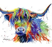 Lehaha Pintar por Numeros Kits para adultos/animales/ninos,Vaca de las Tierras Altas de colores,Cuadros para pintura por números Kit con Pinceles y Pinturas Acrilicos,Sin Marco,40X50CM