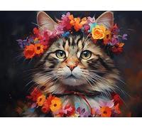 Lehaha Pintar por Numeros Kits para adultos,gato gris animales,Cuadros para pintura por números Kit ninos con Pinceles y Pinturas Acrilicos,30X40CM