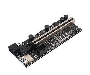 LeHang 2X PCIE Riser 1x a 16x Extensión gráfica con Sensor de Temperatura para Bitcoin GPU Mining Powered Riser Adapter Card