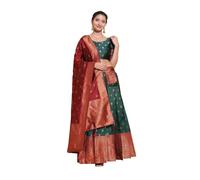 Lehenga indio para mujer, trajes de fiesta de boda, lehenga choli para mujer, listos para usar, Verde & Granate, Medium