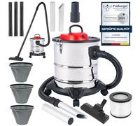 LEHMANN Aspiradora Industrial 2000W, Aspirador de Cenizas con Depósito de 20 litros de Acero Inoxidable, Filtro HEPA, Sistema de Filtración Doble, Función Soplador, Alcance de hasta 6 m, Plateado