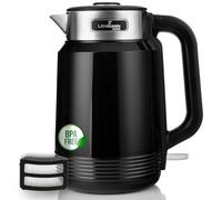 LEHMANN Hervidor de Agua Eléctrico, 2L, 2200W, Ebullición Rápida, Doble Pared, Base 360°, Apagado Automático, Acero Inoxidable, Sin BPA, Ideal para Familias Grandes u Oficinas, Negro