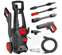 Lehmann Jukon Hidrolimpiadora de Alta Presion, 1600W, Presión Máx. de 200 Bares, 480 l/h de Caudal, Audal de 480 l/h, con Manguera de Alta Presión de 5 m, Pistola, Lanzas y Lanza de Espuma