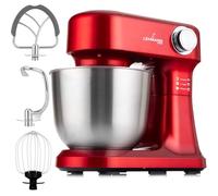 LEHMANN Robot de cocina con juego de accesorios, 1500 W, 12 velocidades, cuenco para mezclar de 5 L, protección contra sobrecalentamiento, antideslizante, amasadora con 3 insertos y protección contra