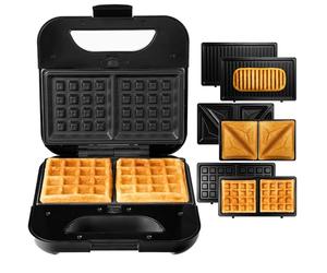 LEHMANN Sandwichera 3 en 1, Multifunción Sandwich Maker con 3 Placas Intercambiables - Gofrera, Parrilla Electrica, Tostadora Sandwichera, Antiadherente, Preparación Rápida