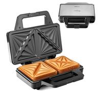 LEHMANN Sandwichera XXL - Placas Extra Grandes - Tostadora Sandwichera Grande - 2 Sándwiches Americanos en Forma de Concha - Revestimiento Antiadherente - Indicador de Listo - Limpieza Fácil, 1000W