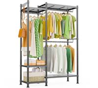 LEHOM G3 - Perchero de alta resistencia para colgar ropa, estante portátil independiente de alambre con estantes, estante ajustable para armario, perchero colgante para dormitorio