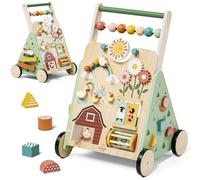 Lehoo Castle Andador Madera Bebe, Ajustable Caminador Bebe con Actividades Interactivas, Baby Walker para Niña Niño, Regalo Bebé 1 Año
