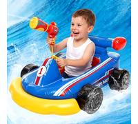 Lehoo Castle Boya Inflable con Pistola de Agua y Volante con Sonido, Ayuda para Nadar Go-Kart para Niños de 3 a 6 Años, Asiento de Piscina Seguro para Juegos Acuáticos de Verano
