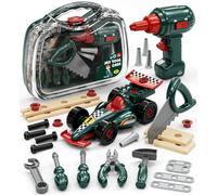 Lehoo Castle Caja Herramientas Juguete para Niños 3 Años, Brinquedos Regalo con Taladro y Coches de Carreras de Juego, Montessori Banco Herramientas Juguete 3 4 5 6 Años