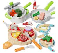 Lehoo Castle Comida Juguete Cocinita, Accesorios Cocina Juguetes, Pizza de Madera, Cocinita de Madera Infantil, Juguetes Niña 3 Años