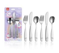 Lehoo Castle Cubiertos Infantiles, 6 Piezas Unicornio Cubiertos Niñas Acero Inoxidable, 2 x Tenedores, 2 x Cuchillo, 2 x Cucharas, Vajilla Bebé y Niños